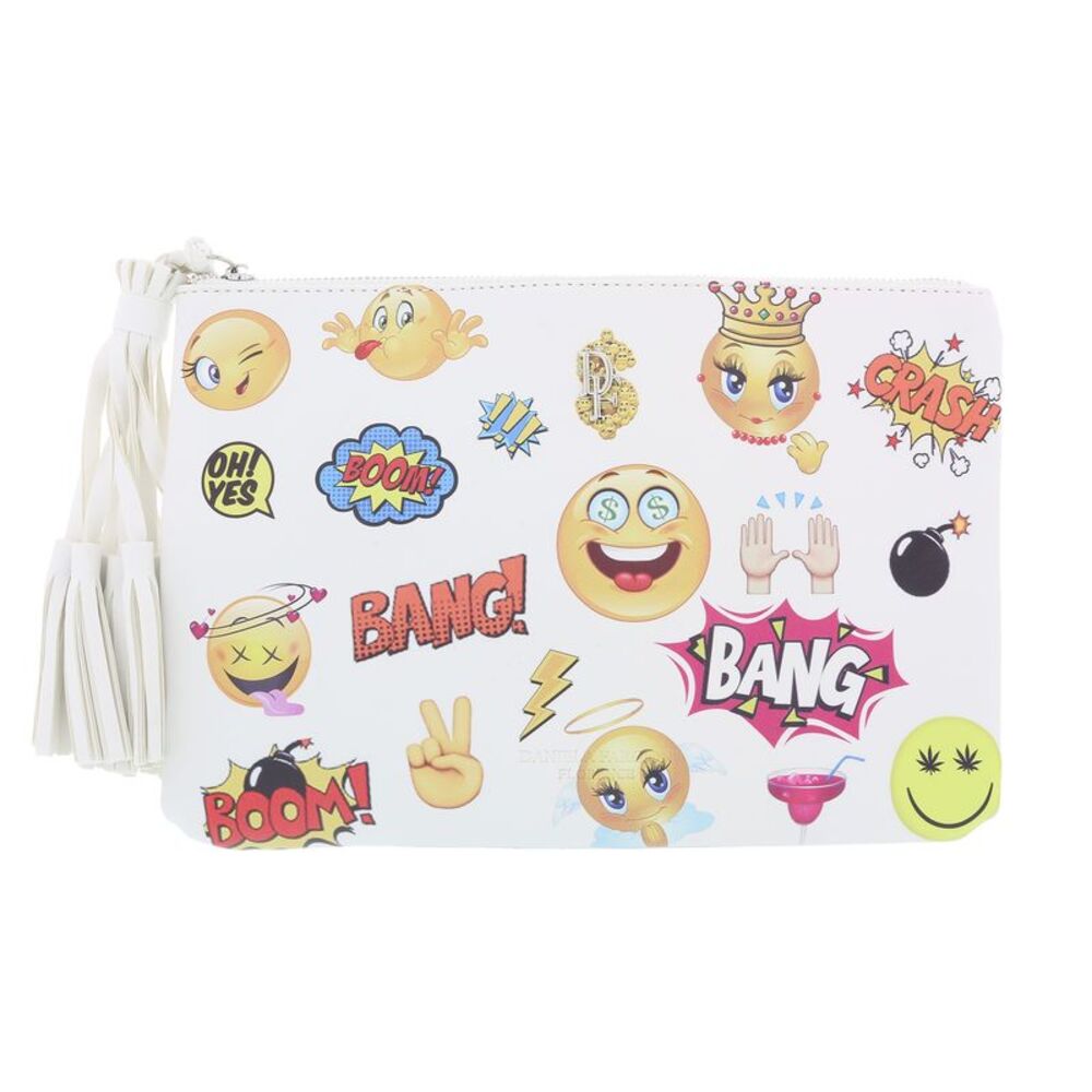Daniela Fargion White Emogi Print Pop Art Pouch Clutch - Picture 2 of 5